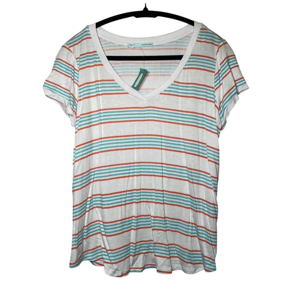 NWT -Maurices Striped V-Neck Short Sleeve - Women's Large
